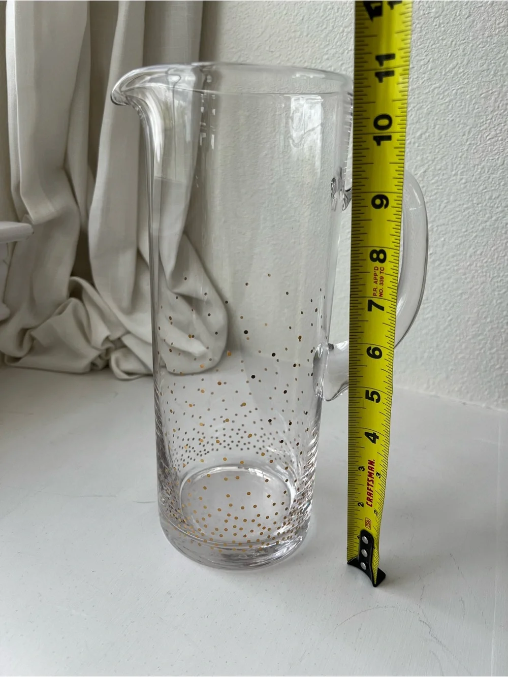 Clear Glass Pitcher with Gold Dot Accent